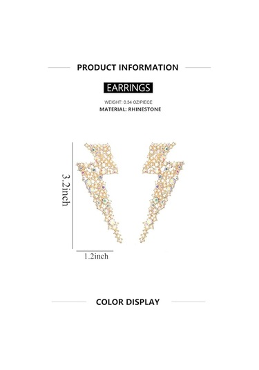 Kristal Şimşek Sallantılı Küpeler, Flaş Gösterişli Küpeler Gold