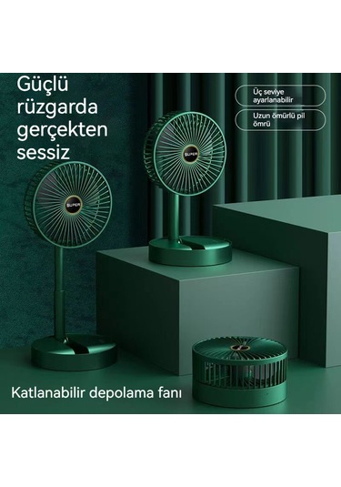 Eternal Luck Sessiz Teleskopik Katlanır Küçük Fan Beyaz
