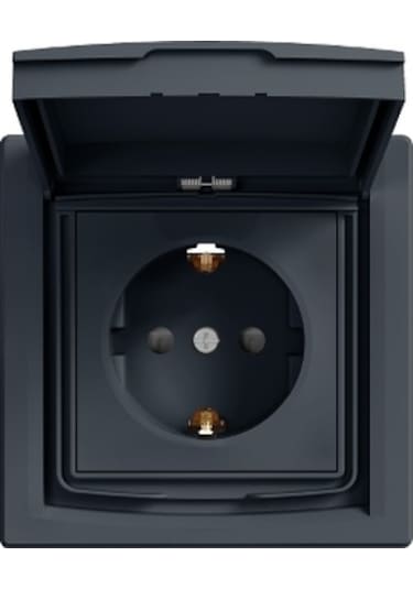 SCH ASFORA PLUS ANTRASIT KAPAKLI Topraklı PRIZ IP44