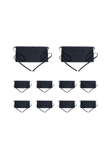 3 Cepli Bel Önlüğü - Siyah Garson Garson Kısa Apr Siyah,10 Paket Diğer