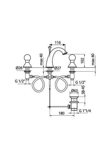 İtalyan Webert Karenina 3 Deli Kli Lavabo Bataryası Swarovsky Taşlı Krom Sifon Kumandali