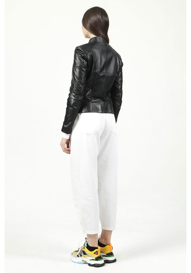 Dericlub Yb-2112 Gerçek Deri Kadın Mont Siyah