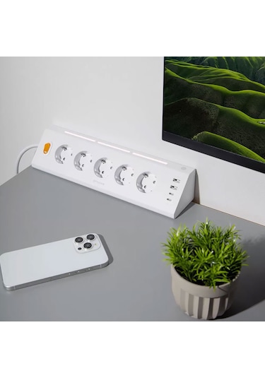 Akıllı Priz Termal Korumalı 5 Li Priz 3680w Led Işıklı Çoklu Çoklu Akım Prizi Usb Usb-c 0