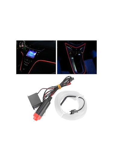 Wezone Araba İç Dekorasyon Led Işık Şeridi 4m, Klips Tipi, Kırmızı Renk, Sigara Ateşleyici Beslemeli, Esnek Ve Kolay Kurulum