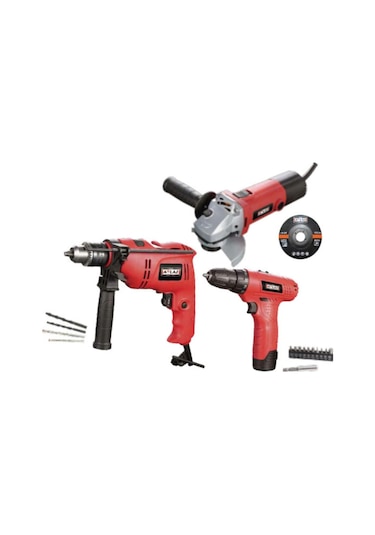 Attlas Eco Set 3G Li Darbeli Matkap + Akülü Matkap + Avuç Taşlama