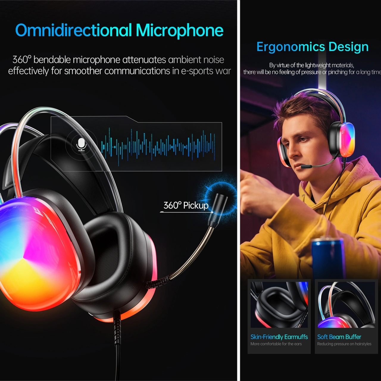 Sones Awei Gm-11 Pro Luminous Kablolu Kulaklık, Kablo Uzunluğu: 2 M