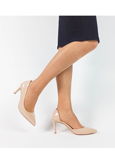 Ten Renk Rugan Karnıyarık İnce Topuk Kadın Stiletto Ten