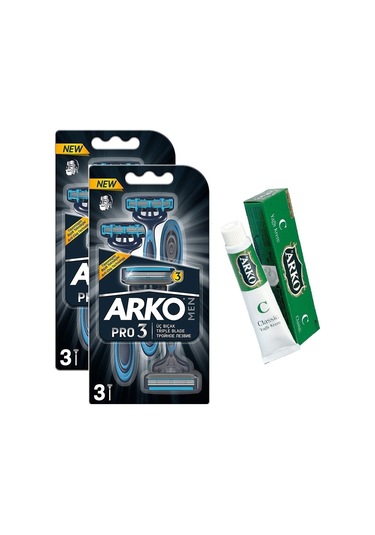 Arko Men Pro3 3 Bıçaklı Tıraş Bıçağı 2'li + Klasik Yağlı Krem 20 G