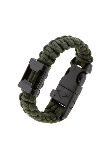 Moveevo Yeşil Askeri Kurtarma Bileklik - 3m Paracord, Çakmak Taşı, İshak Ve Şişe Açıcı İle Dış Mekan Malzemesi Koyu Yeşil