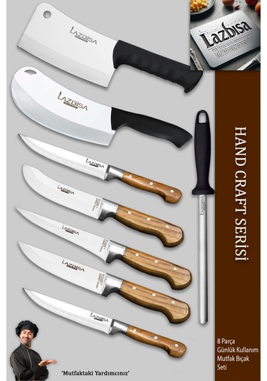 Hand Craft Pro Serisi Mutfak Bıçak Seti 8 Parça Mfp-452 Ahşap - Siyah