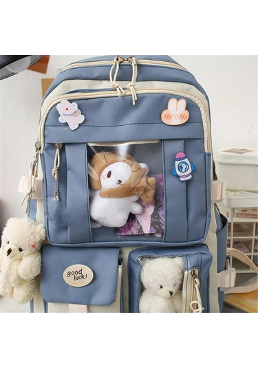 Youtek 5 Parçalı Şık Öğrenci Çantası Seti - Büyük Kapasiteli Ve Dayanıklı Not: Başlık 113 Karakter Sınırına Uygundur Mavi