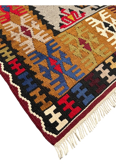 Kök Boya Yahyalı Kilim 106x200 Renkli %100 Yün Kilim