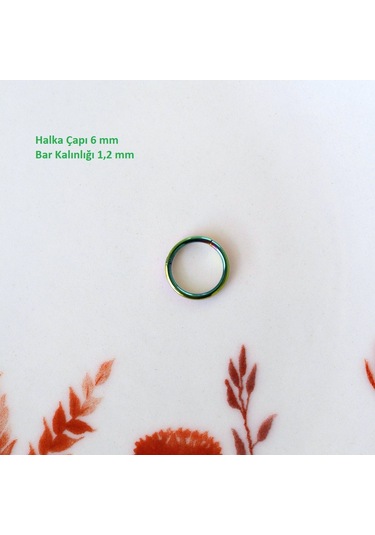 6 Mm Hologram Cerrahi Çelik Düz Halka Tragus Piercing Helix Kıkır Renkli