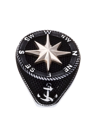 925 Ayar Gümüş Pusula Denizci Erkek Yüzük
