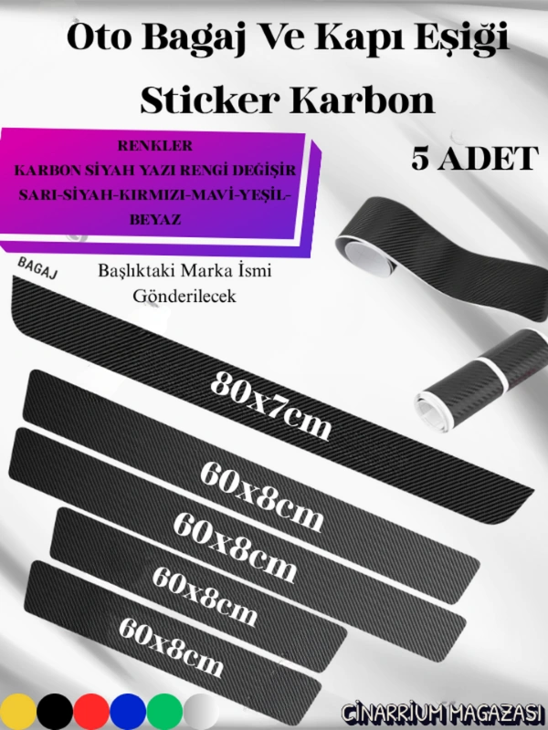 Fiat Bravo Bağaj Ve Kapı Eşiği Karbon 5li Sticker Yerli Üretim Set