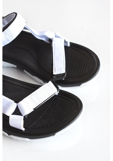 Imershoes Erkek Günlük Step Sandalet Düz Taban Cırtlı Spor Yazlık - 497212327 Siyah