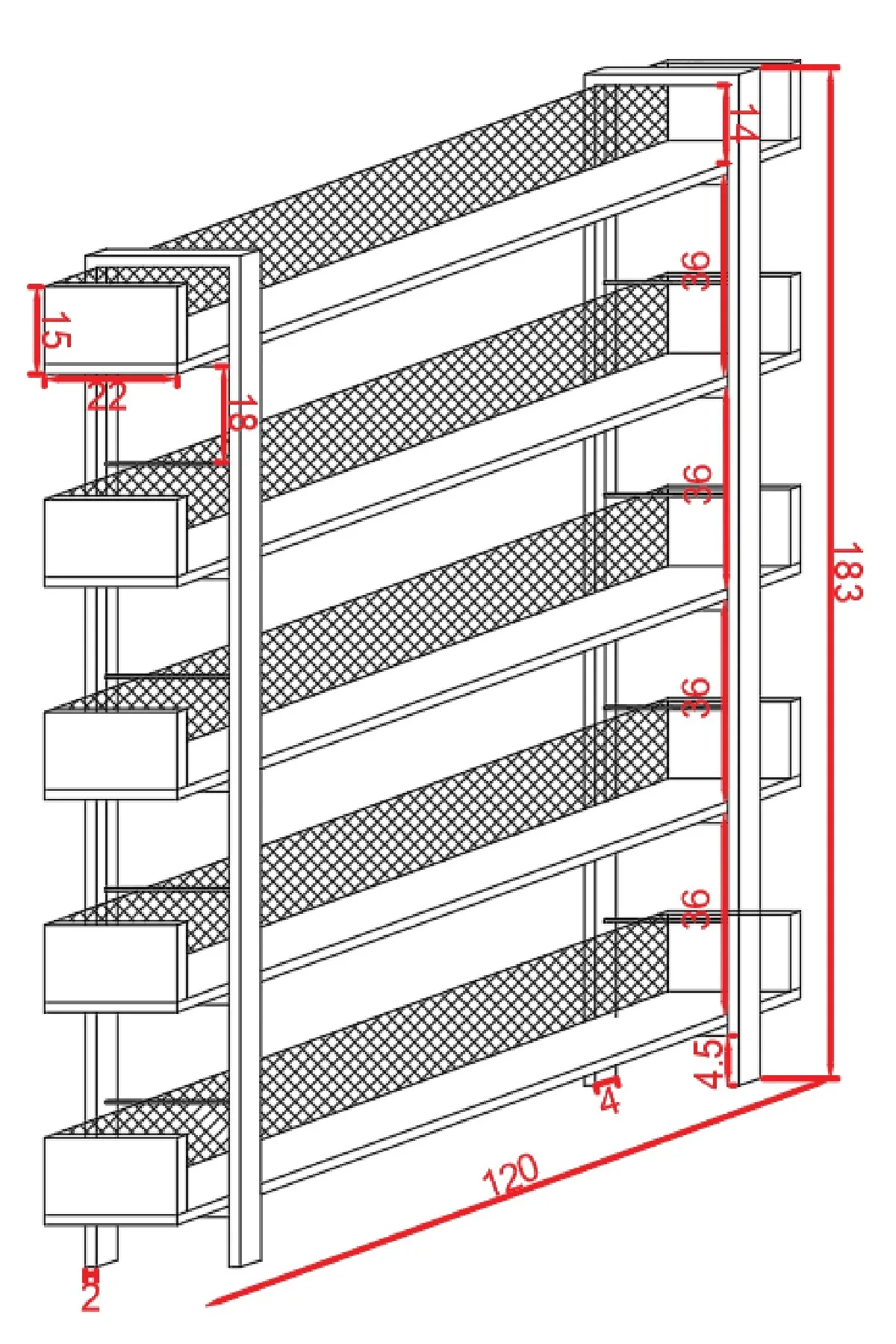 Endüstriyel Tasarım 5 Katlı Tel Detaylı Kitaplık-aksesuar Rafı-çiçeklik-çok Amaçlı Raf Endülüs-beyaz