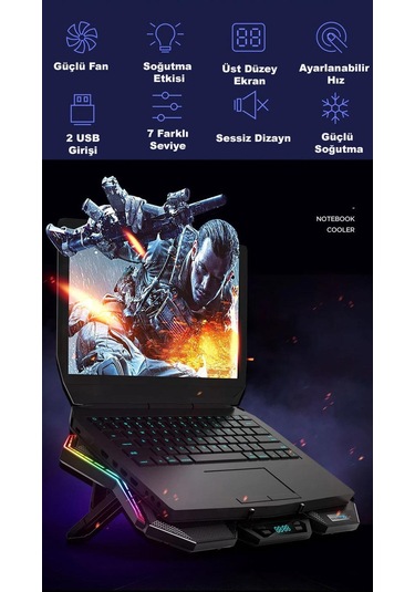 Coolcold Led K40 6 Fanlı 17 Inç Rgb Laptop Notebook Soğutucu Stan