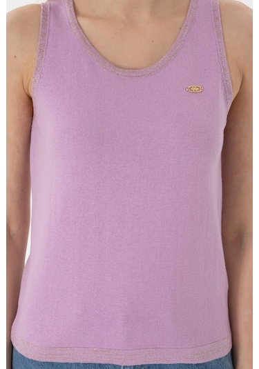 U.S. Polo Assn. Kadın Lila Bisiklet Yaka Triko Tişört 50306480-VR034