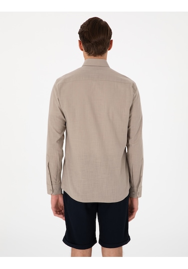 Pierre Cardin Erkek Vizon Gömlek Desenli 50307025-vr052 Vizon