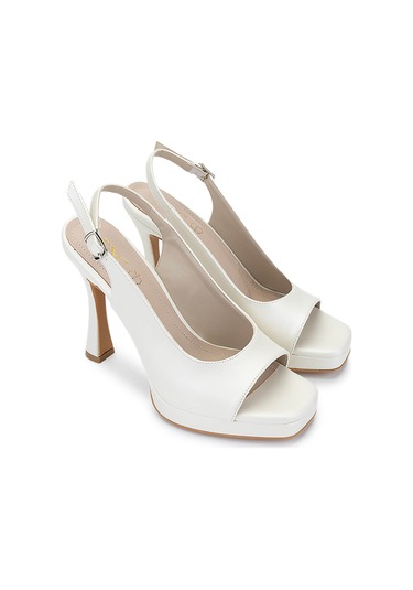 Tamer Tanca Kadın Vegan Beyaz Sedef Topuklu Ayakkabı 891 753 Bn Ayk Y25 Beyaz Sedef Beyaz