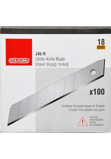 Ceta Form J45-R Maket Bıçak Yedeği 18MM 10'Lu 10 Paket 100 Adet