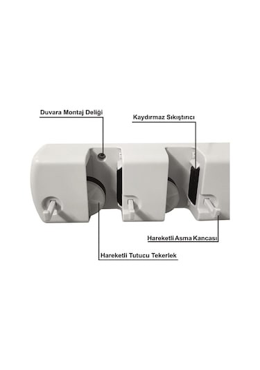 Morpanya Sihirli Tutamaç Fırça Tutucu Mop Paspas Askısı Organizer Duvar Askı Aparatı Çok Renkli