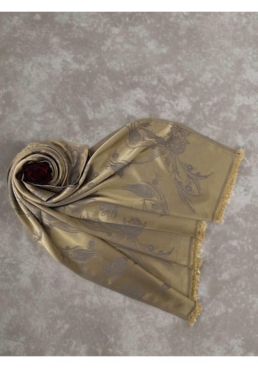 Echarmes Gold Lalezar Desen Kadın Şal Gold