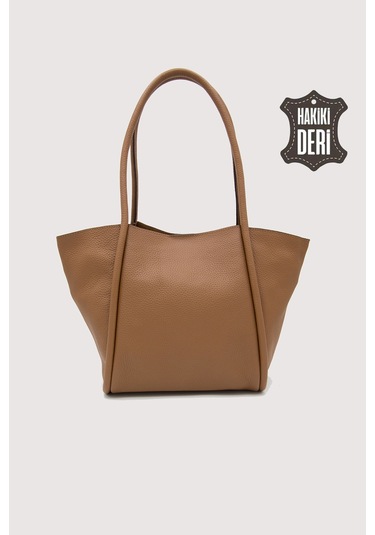 Hakiki Deri Kadın Organizerlı Omuz Çantası Taba Smr9205 Taba