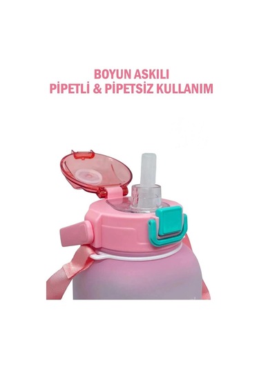 Vagonlife Vgn2275-t Pembe 1100ml Çocuk Pipetli/pipetsiz Kullanım Su Matarası -askılı