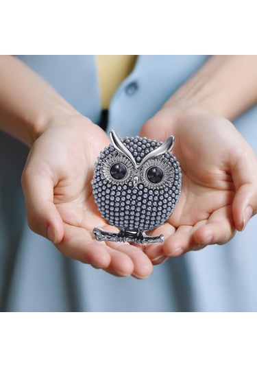 Magideal Suntek Kuşlar Broş Pin Moda Alaşım Inci Baykuş Doğum Mavi