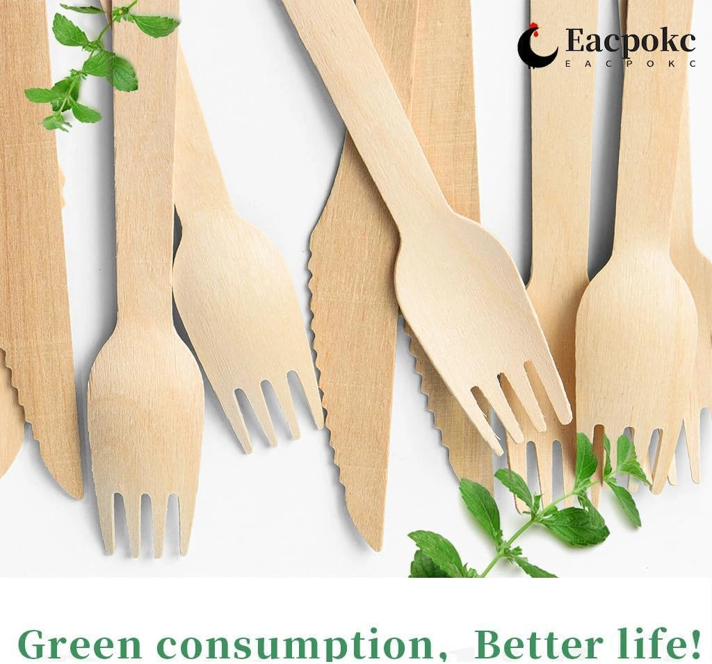 Qingmipy 100 Adet Gıda Seviyesi Ahşap Çatal Seti, Çevre Dostu Ve Geri Dönüştürülebilir Ahşap Besteği Ahşap