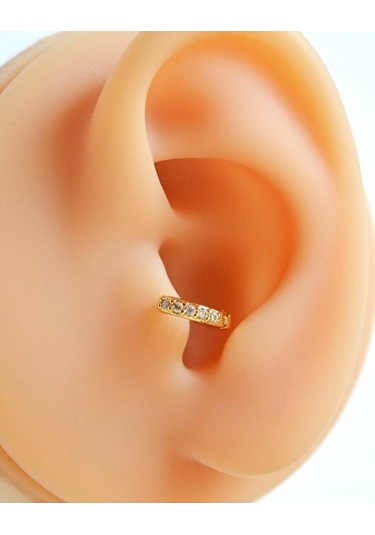 6 Mm Gold Taşlı Halka Piercing Tragus Forward Helix Kıkırdak Çok Renkli