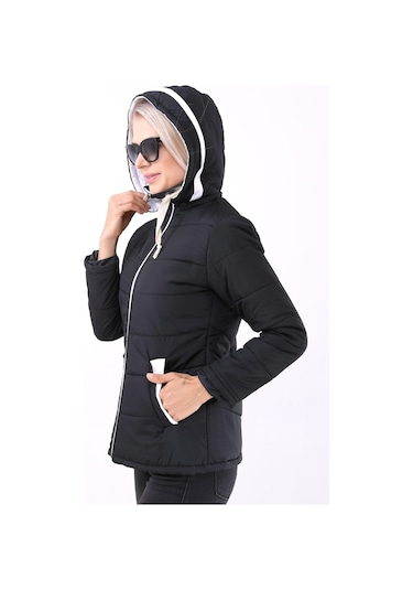 Toridas Günlük Şık Kapüşonlu Kışlık Kadın Şişme Mont 811siyah 001