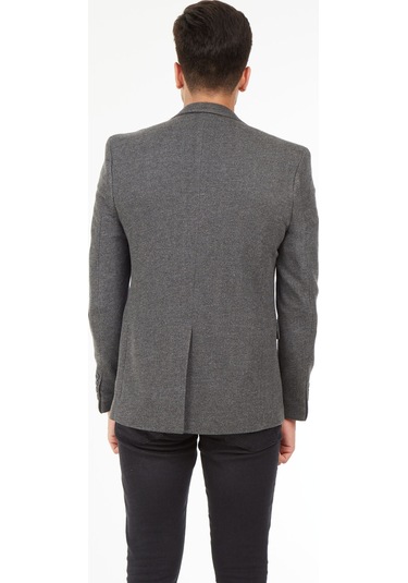 Sposo G-187 Dar Kalıp Örme Kumaş Gri Erkek Blazer Ceket Gri