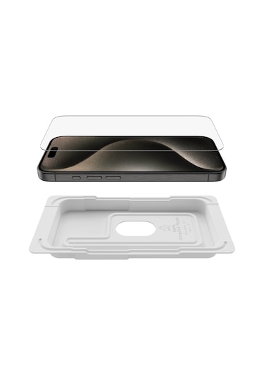 Belkin Ova135zz iPhone Uyumlu 15 Pro Sf Temperli Cam Ekran Koruyucu