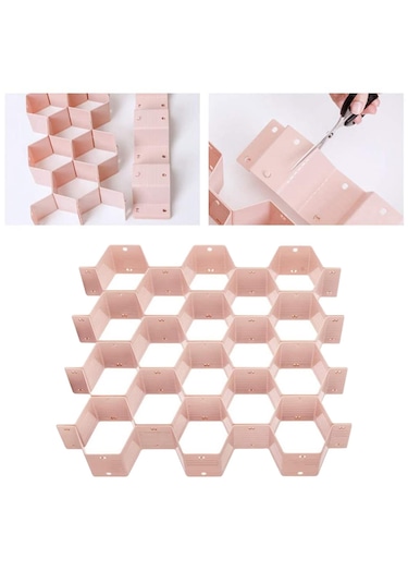 Homyl Petek Dolap Çorap İç Çamaşır Çekmece Bölücü Pembe Pembe