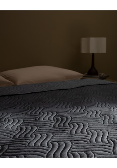 Odette Çift Kişilik Yatak Örtüsü Gri