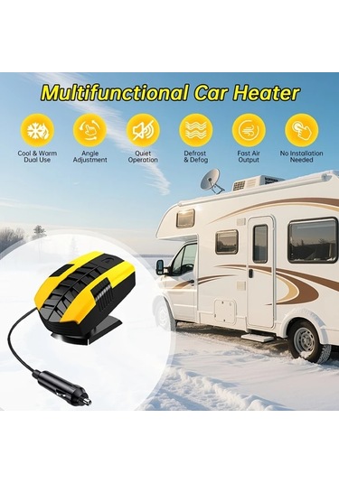 Willowhaven Siyah Sarı 150w Taşınabilir Araç Isıtıcı Nem Alma 12v 24v 36v Karavan Minibüs
