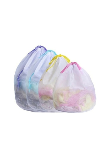 Malzek 40 x 60 CM Renkli Ipli Çamaşır Yıkama Filesi 4 Adet