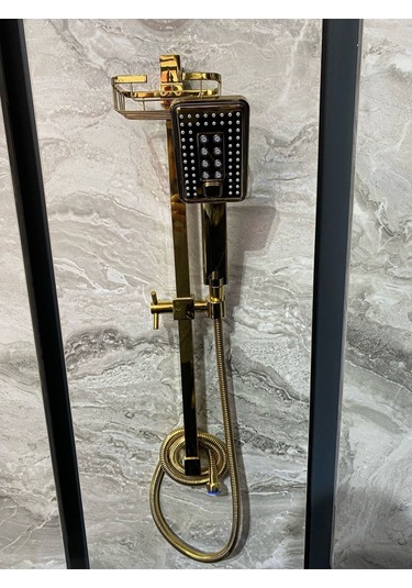 İsaoğlu Yapı Parlak Gold Altın Premium Duş Seti Altın Duş Başlığı Altın Duş Seti Gold Banyo Seti Gold