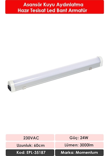 Momentum Lineer Led Armatür T10 7000k 230vac 20w 60cm Epl-35187 Beyaz
