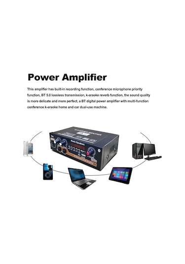 Teltree 20wx2 G50 Dijital Güç Amfi, Bluetooth 5.0, Usb, Kayıt Fonksiyonu, Konferans Mikrofon Prioritesi, Ev/araç İkili Kullanım, 220v Avrupa Şarjı