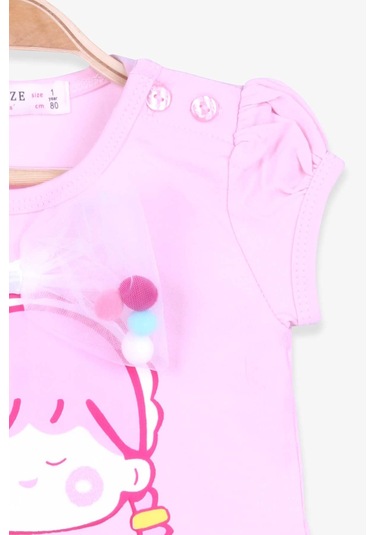 Breeze Kız Çocuk Kapri Tayt Takım Fiyonklu Ponponlu 1-4 Yaş, Pudra