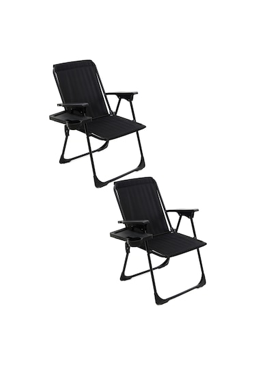 Natura Bardaklıklı Kamp Sandalyesi 2'li Siyah