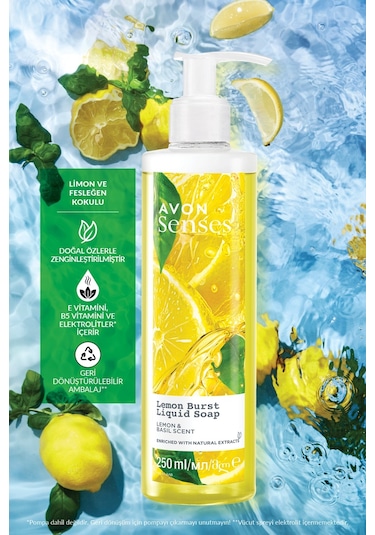 Avon Senses Lemon Burst Limon Ve Reyhan Kokulu Sıvı Sabun 250 ML