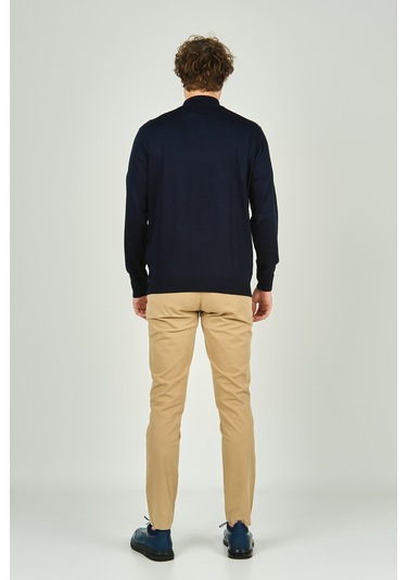 Ateş Triko Erkek Yarım Balıkçı Yaka Yün Kazak 0004 Lacivert Lacivert