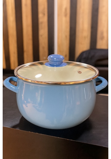 Alev Emaye Emaye Tencere 24 Cm - 6 Litre Açık Mavi
