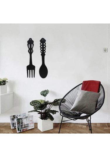 Hombey Kalıcı Siyah Demir Fork Ve Kaşık Seti, Rustik Ev Dekoru, Kolay Asma, Her Mekana Konfor Katıyor 2 Adet