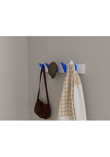 Hepsi3boyutlu Modern Duvar & Kapı Kanca Askılık - 5 Adet Mavi Kanca Askılık - Model No : 5 Mavi